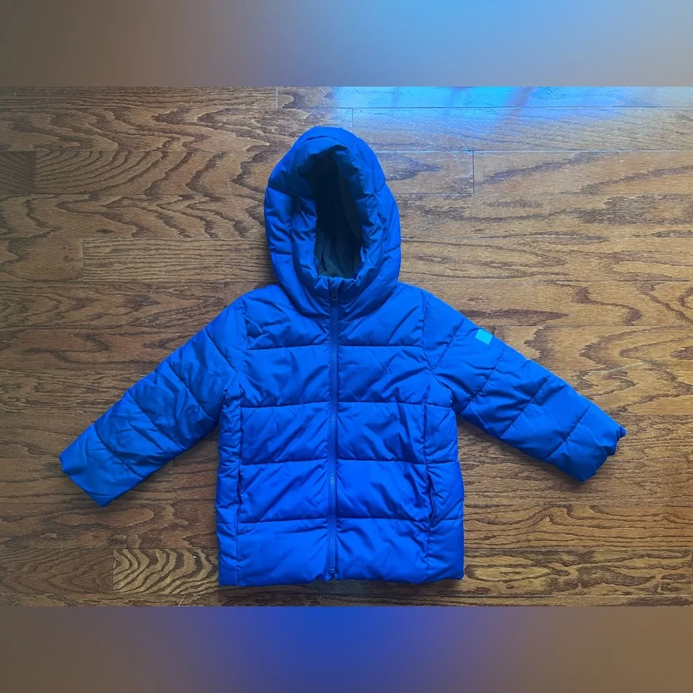 GAP Kids Teal Blue Hooded Puffer Jacket